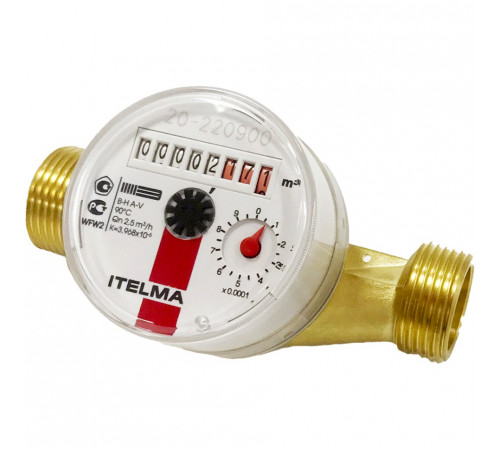 Счетчик для горячей воды Ду 20, 130 мм ITELMA WFW20.E130-0-R-L-0-IP54