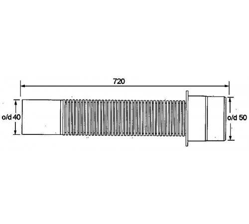 Труба гофрированная 720 мм, 37,5 мм, вход 40 мм, выход 50 мм McAlpine MRF2