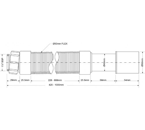 Труба гофрированная 460-1000 мм, 50 мм, вход 1 1/4