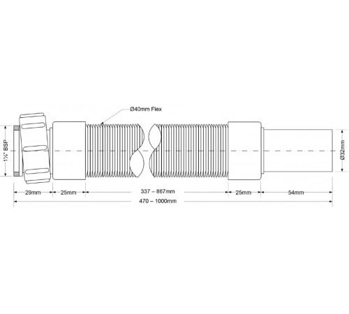 Труба гофрированная 410-1000 мм, 40 мм, вход 1 1/4