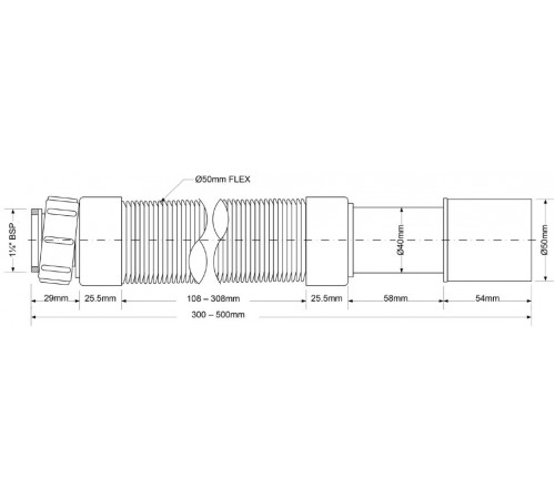 Труба гофрированная 290-500 х 50 мм, вход 1 1/4