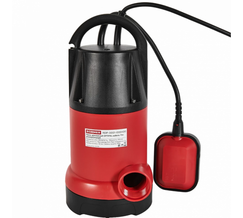 Насос дренажный OPTIMA 400 Вт, 5 м, 8 м3/ч, кабель 10 м, универсальный ROMMER RDP-0001-000400