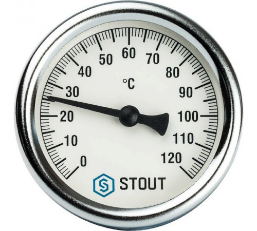 Термометр биметаллический 63 мм 1/2, 120°C с погружной гильзой 50 мм STOUT SIM-0001-635015