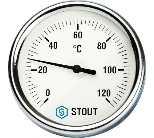 Термометр биметаллический 80 мм 1/2, 120°C с погружной гильзой 50 мм STOUT SIM-0001-805015