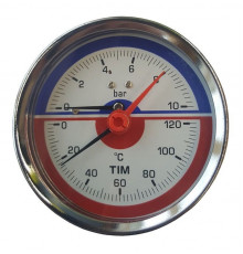 Термоманометр аксиальный 63 мм, 10 бар, 120°C TIM