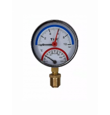 Термоманометр радиальный 80 мм, 10 бар, 120°C TIM