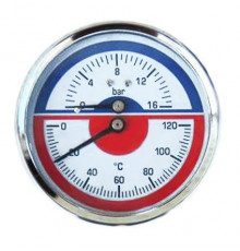 Термоманометр аксиальный 80 мм, 16 бар, 120°C TIM