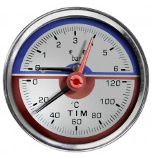 Термоманометр аксиальный 80 мм, 6 бар, 120°C TIM