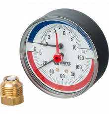 Термоманометр аксиальный 80 мм 1/2", 10 бар, 120°C Watts F+R818
