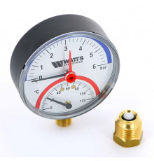 Термоманометр радиальный 80 мм 1/2", 6 бар, 120°C Watts F+R828