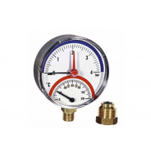 Термоманометр радиальный 80 мм 1/2", 10 бар, 120°C Watts F+R828