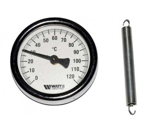 Термометр биметаллический 80 мм, 120°C, накладной Watts FR810(ТАВ) 10006505